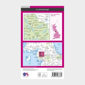 Pink Ordnance Survey Landranger 90 Penrith & Keswick, Ambleside Map With Digital Version