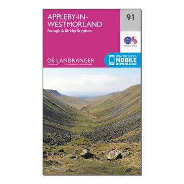 Pink Ordnance Survey Landranger 91 Appleby-in-Westmorland Map With Digital Version