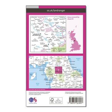 Pink Ordnance Survey Landranger 91 Appleby-in-Westmorland Map With Digital Version