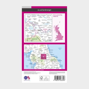 Pink Ordnance Survey Landranger 92 Barnard Castle And Surrounding Area Map With Digital Version