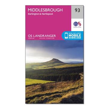 N/A Ordnance Survey Landranger 93 Middlesbrough, Darlington & Hartlepool Map With Digital Version