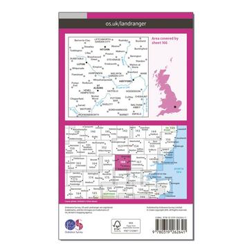 N/A Ordnance Survey Landranger 166 Luton, Hertford, Hitchin & St Albans Map With Digital Version