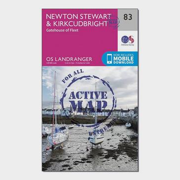 Pink Ordnance Survey Landranger Active 83 Newton Stewart & Kirkcudbright, Gatehouse of Fleet Map With Digital Version