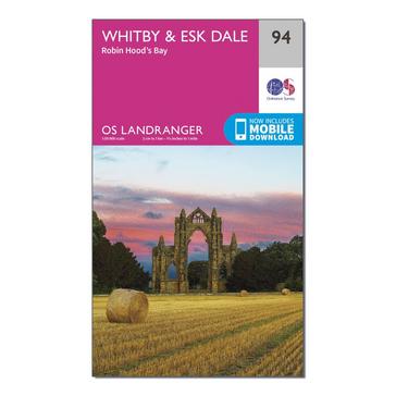 Pink Ordnance Survey Landranger 94 Whitby, Esk Dale & Robin Hood's Bay Map With Digital Version