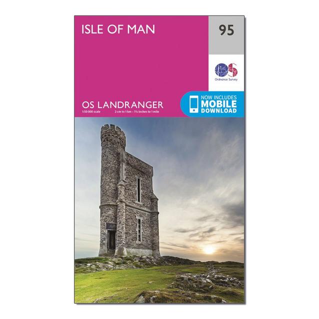 Pink Ordnance Survey Landranger 95 Isle of Man Map With Digital Version image 1