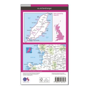 Pink Ordnance Survey Landranger 95 Isle of Man Map With Digital Version