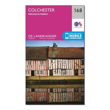 Pink Ordnance Survey Landranger 168 Colchester, Halstead & Maldon Map With Digital Version