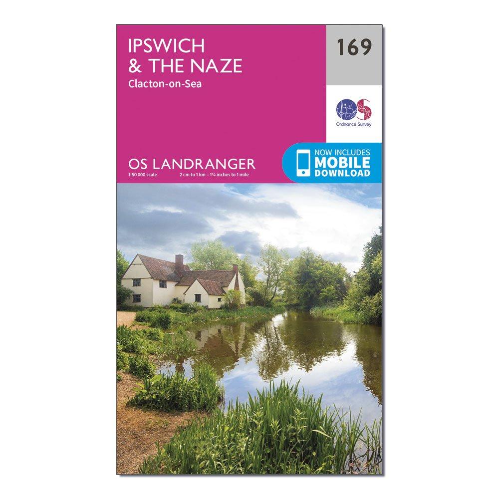 Image of Ordnance Survey Landranger 169 Ipswich, The Naze & Clacton-On-Sea Map With Digital Version - Pink, Pink