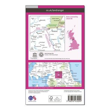 Pink Ordnance Survey Landranger Active 86 Haltwhistle & Brampton, Bewcastle & Alston Map With Digital Version
