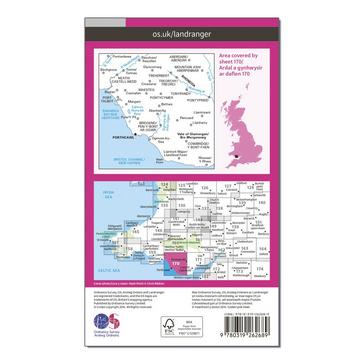 Pink Ordnance Survey Landranger 170 Vale of Glamorgan, Rhondda & Porthcawl Map With Digital Version
