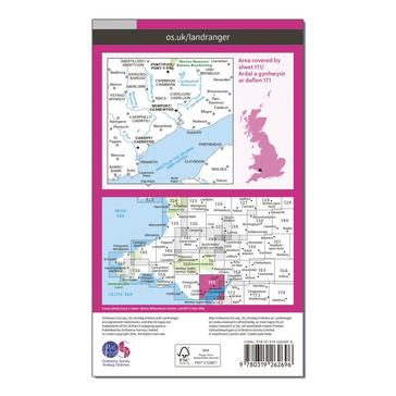 Pink Ordnance Survey Landranger 171 Cardiff & Newport, Pontypool Map With Digital Version