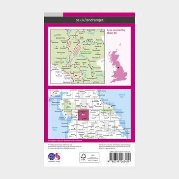 Pink Ordnance Survey Landranger 98 Wensleydale & Upper Wharfedale Map With Digital Version