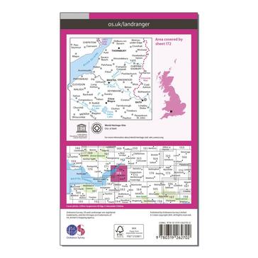 Pink Ordnance Survey Landranger 172 Bristol, Bath & Thornbury Map With Digital Version