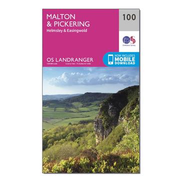 Pink Ordnance Survey Landranger 100 Malton & Pickering, Helmsley & Easingwold Map With Digital Version