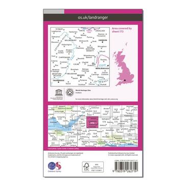Pink Ordnance Survey Landranger 173 Swindon & Devizes, Marlborough & Trowbridge Map With Digital Version
