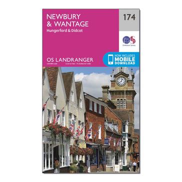 Pink Ordnance Survey Landranger 174 Newbury & Wantage, Hungerford & Didcot Map With Digital Version