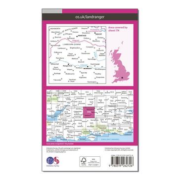 Pink Ordnance Survey Landranger 174 Newbury & Wantage, Hungerford & Didcot Map With Digital Version