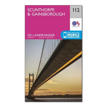 Pink Ordnance Survey Landranger 112 Scunthorpe & Gainsborough Map With Digital Version