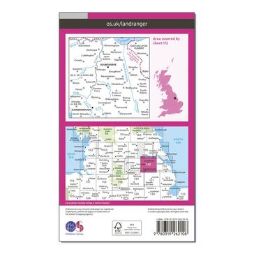 Pink Ordnance Survey Landranger 112 Scunthorpe & Gainsborough Map