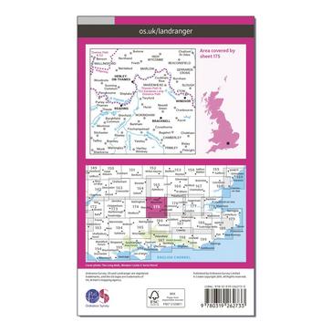 Pink Ordnance Survey Landranger 175 Reading, Windsor, Henley-on-Thames & Bracknell Map With Digital Version