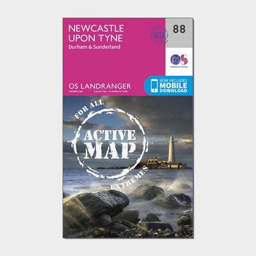 Pink Ordnance Survey Landranger Active 88 Newcastle upon Tyne, Durham & Sunderland Map With Digital Version