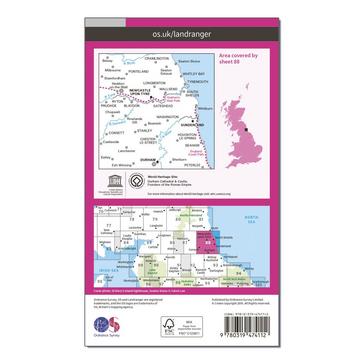 Pink Ordnance Survey Landranger Active 88 Newcastle upon Tyne, Durham & Sunderland Map With Digital Version