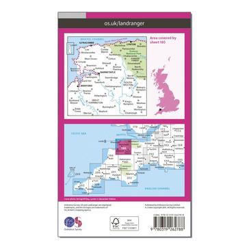 Pink Ordnance Survey Landranger 180 Barnstaple & Ilfracombe, Lynton & Bideford Map With Digital Version