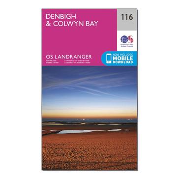 Pink Ordnance Survey Landranger 116 Denbigh & Colwyn Bay Map With Digital Version