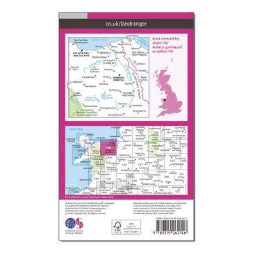 Pink Ordnance Survey Landranger 116 Denbigh & Colwyn Bay Map With Digital Version