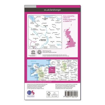 Pink Ordnance Survey Landranger 117 Chester & Wrexham, Ellesmere Port Map With Digital Version