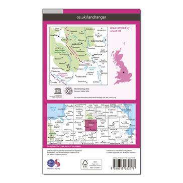 Pink Ordnance Survey Landranger 119 Buxton, Matlock, Bakewell & Dove Dale Map With Digital Version