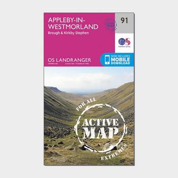 Pink Ordnance Survey Landranger Active 91 Appleby-in-Westmorland Map With Digital Version