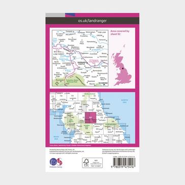 Pink Ordnance Survey Landranger Active 92 Barnard Castle and surrounding area Map With Digital Version