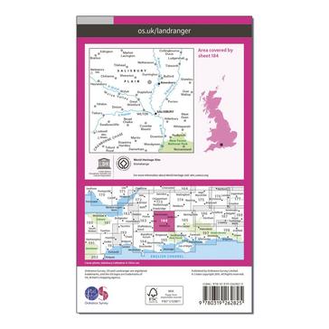 Pink Ordnance Survey Landranger 184 Salisbury & The Plain, Amesbury Map With Digital Version