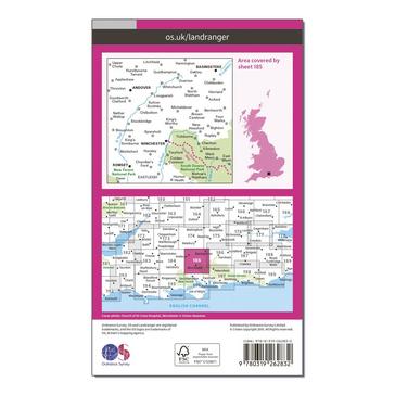 Pink Ordnance Survey Landranger 185 Winchester & Basingstoke, Andover & Romsey Map With Digital Version