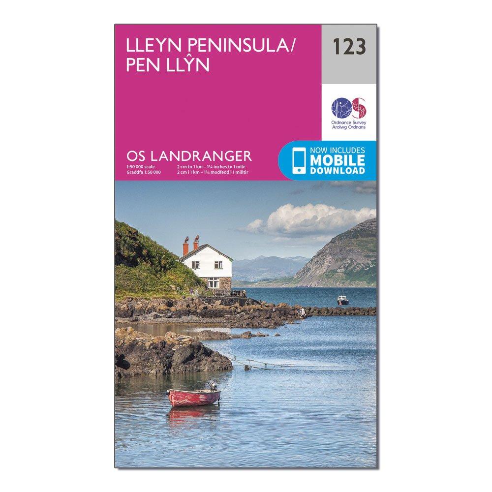 Image of Ordnance Survey Landranger 123 Lleyn Peninsula Map With Digital Version - Pink, Pink