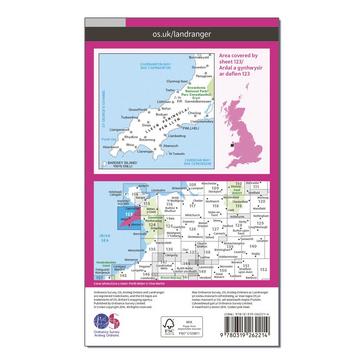 Pink Ordnance Survey Landranger 123 Lleyn Peninsula Map With Digital Version