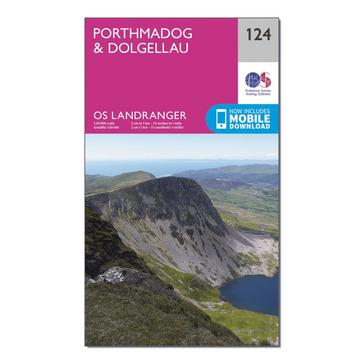 Pink Ordnance Survey Landranger 124 Porthmadog & Dolgellau Map With Digital Version