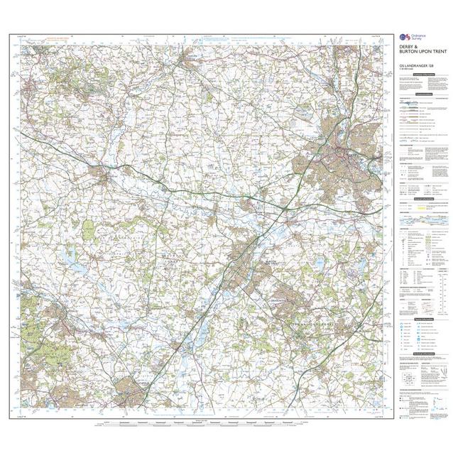 Ordnance Survey Landranger 128 Derby Burton Upon Trent Map With Digital Version Blacks