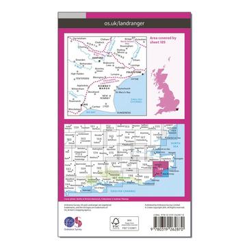 Pink Ordnance Survey Landranger 189 Ashford & Romney Marsh, Rye & Folkestone Map With Digital Version