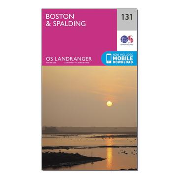 Pink Ordnance Survey Landranger 131 Boston & Spalding Map With Digital Version