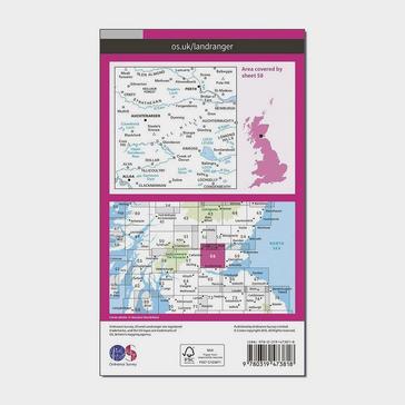 Pink Ordnance Survey Landranger Active 58 Perth & Alloa, Auchterarder Map With Digital Version