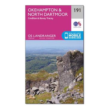 Pink Ordnance Survey Landranger 191 Okehampton & North Dartmoor Map