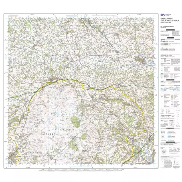 Free Dartmoor Os Map Ordnance Survey Landranger 191 Okehampton & North Dartmoor Map With Digital  Version
