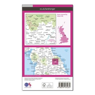 Pink Ordnance Survey Landranger Active 100 Malton & Pickering, Helmsley & Easingwold Map With Digital Version