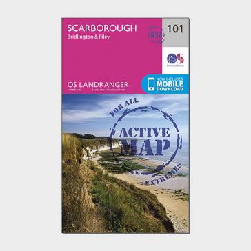 Pink Ordnance Survey Landranger Active 101 Scarborough, Bridlington & Filey Map With Digital Version