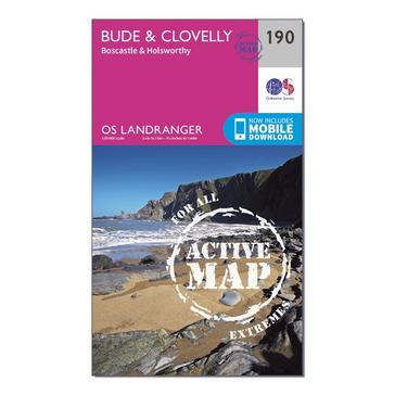 N/A Ordnance Survey Landranger Active 190 Bude & Clovelly, Boscastle & Holsworthy Map With Digital Version