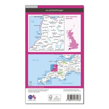 Pink Ordnance Survey Landranger Active 190 Bude & Clovelly, Boscastle & Holsworthy Map With Digital Version