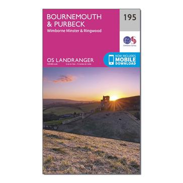 N/A Ordnance Survey Landranger 195 Bournemouth & Purbeck, Wimborne Minster & Ringwood Map With Digital Version