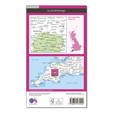 Pink Ordnance Survey Landranger Active 191 Okehampton & North Dartmoor Map With Digital Version